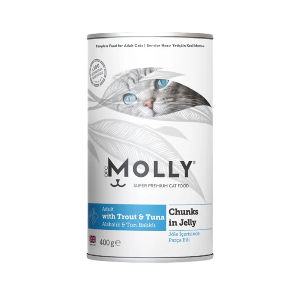 Molly Alabalık ve Ton Balıklı Yetişkin Kedi Konserve Maması (400 g)